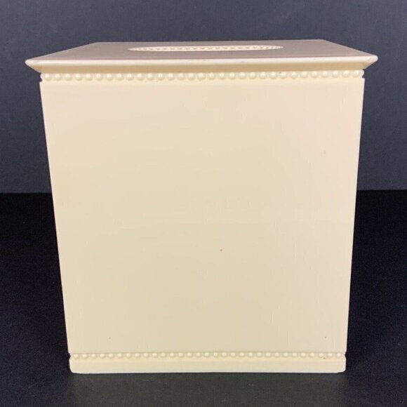 Allure Home Creations Beaded Plastic Tissue Box Cover Cream Square Bath Decor - Picture 2 of 7